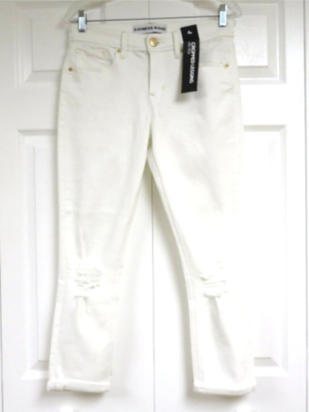 Express Mia Cropped Legging Jeans 4R Bright White Solid